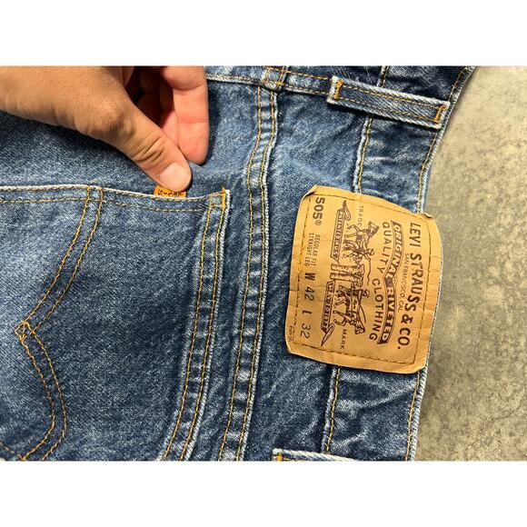 Vintage Levis 505 l 90’s Orange Tab Straight Leg Denim Jeans 42x32 - Picture 6 of 6